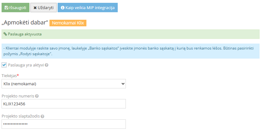 banko sąskaitos pridėjimas kliento kortelėje
